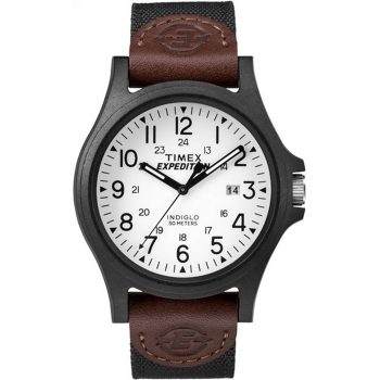 Men's Expedition Acadia Black/Brown/White Watch, Leather/Nylon Strap